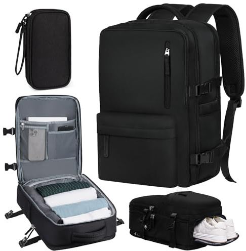 flintronic Sac à Dos Voyage Cabine Avion, Ryanair Bagage Cabine, Grande Sac à Dos Antivol, Femme Homme Bagage à Main avec Compartiment pour Ordinateur 15.6 Pouces, avec USB Charging Port