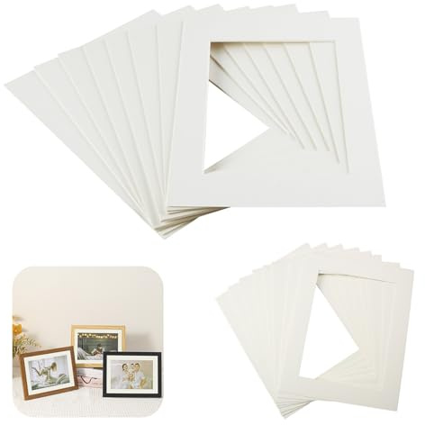 8x10'' 5x7'' Picture Mounts Fit 6x8'' 4x6'' Photos Cardboard Frames Inserts | Aperture Card for Display Artwork Paintings Graduation Artworks Posters Prints Decor Cream White