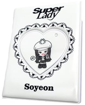 Gidle SOYEON Fotokarten Halter 'NANADLE' Binder mit Schlüsselanhänger 'SUPERLADY' Album photocard mit 16Pcs Innenseiten 'NEVERLAND' Postkarten Halter Buchhüllen (SOYEON)