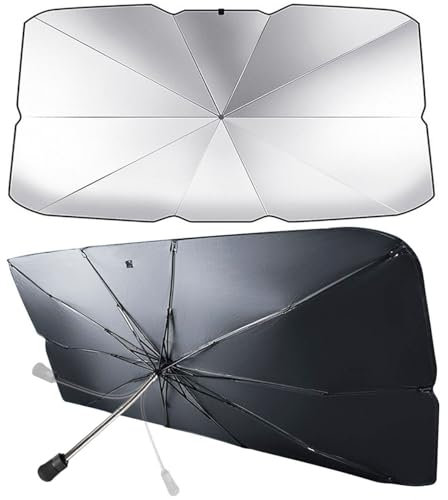 Parasol Paraguas para Coche Delantero, Plegable y Anti UV Rayos, para Sol Paraguas Parabrisas para Coches, SUV, Camiones (125 x 65CM)