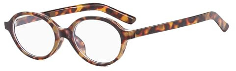 YAMEIZE Ovale Blaulicht Brille Damen Herren - Kleine Anti Blaulicht Brille Retro Blaufilter Brille Gaming Brille (LeopardenKlar)