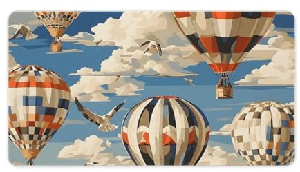 Glidefish Gaming Mouse Pad, Office Desk Mat, Large Non-Slip Rubber Base Mousepad, Desk Pad with Stitched Edges, Waterproof Desk Writing Pad, 16''×30''(40×75cm) Hot Air Balloon