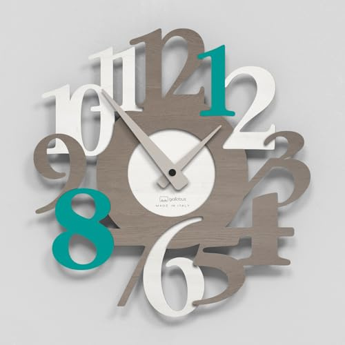 Giallobus - Premium-Uhr - Carved - MDF-Holz - Premium 45x45cm - 11 - Boat - Italienisches Handwerk – geräuschlos – Geschenkidee – modern