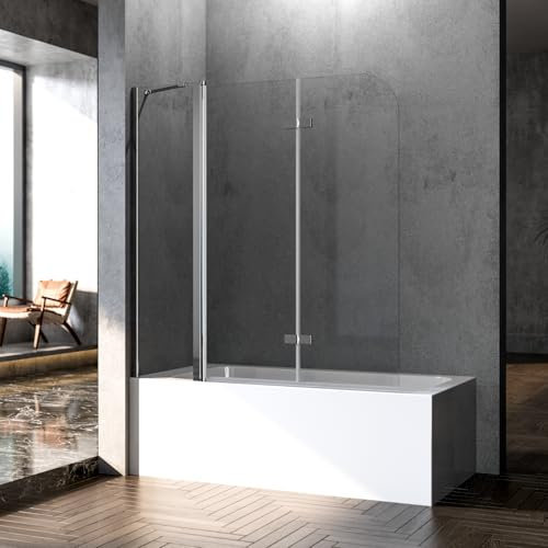 Boromal Paroi de douche pour baignoire, 160 x 140 cm, pliable en 3 parties, pour baignoire, paroi de douche, pare-douche, pare-baignoire, verre de sécurité ESG 6 mm