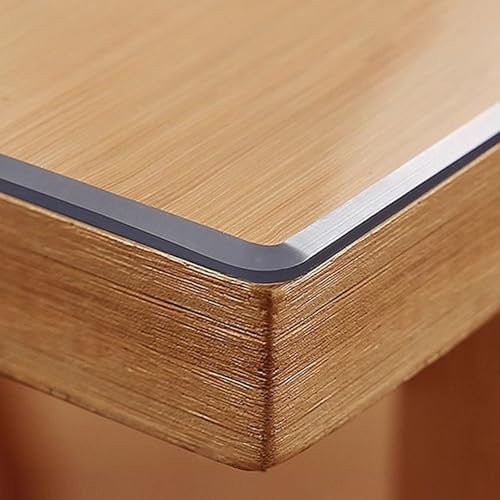 kefu01 Protector de Mesa Rectangular Resistente al Agua Que No Encoge,Mantel Transparente Bisel de 65°,Mantel de PVC de Vidrio Suave de 3mm,Protector de Mantel de Mesa de Comedor (75x120cm/30x47in)