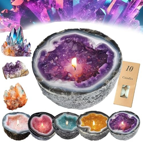Kristall Kerze, Kristalle Gegen Negative Energie Zum Hinstellen, Kristalle Für Positive Energie Duftkerze, Heilkerze Für Meditation Und Positive Energie, Duftkerze Weihnachten (S,Purple)