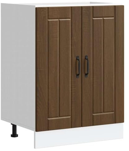 vidaXL Mobile Base Lavello Lucca Rovere Marrone in Legno Multistrato, Mobile Base Cucina, lavello Cucina Mobile Base, lavello Base