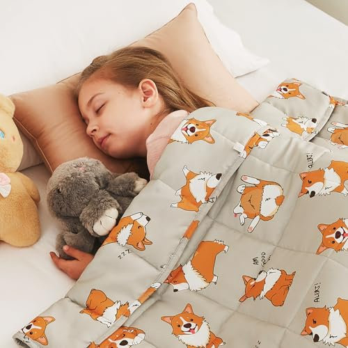CuteKing Gewichtsdecke – gewichtete Decke mit hochwertigen Glasperlen – atmungsaktive, schwere Decke für bequemen Schlaf – dicke Decke für alle Jahreszeiten (4,5 kg, 121,9 x 182,9 cm, CuteDog)