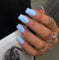 SXVME Baby Blue False Nails Short Medium Square, Gel Press on Nails Coffin Medium Glossy Fake Nails Set Solid Color Acrylic Nail Natural Fit Reusable Stick on Nail for Women Daily Wear, in 24 Pcs