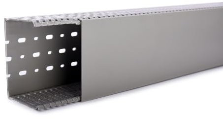 8m Licatec Verdrahtungskanal BxH: 100x60 mm Installationskanal Kabelkanal für industriellen Schaltschrank Anlagenbau PVC grau RAL 7030, Länge: 2000 mm