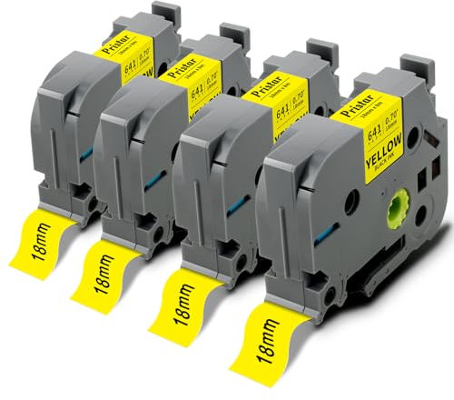 Pristar Kompatibel 18mm Schriftband als Ersatz für TZe-641 TZe641 TZ-641 TZe laminierter Etikettendrucker für Brother PT-D400 D400VP 1830VP PT-P750W PT-D600VP PT-D600 PT-P700 D450VP Schwarz auf Gelb