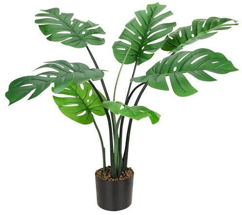 Yesaler Pianta Monstera Artificiale Pianta Tropicale di Plastica Pianta Finte Decorazione Moderna per Interno Esterno Casa Ufficio Giardino