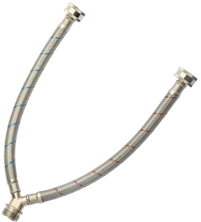 PLUMBERMASTER Wasserschlauch Splitter Y-Mixer Schlauchverbinder Schlauchverbinder Schlauch, 3/4 Zoll Messingbeschläge, Y Split Heiß- und Kaltschlauch Lätzchen für Waschmaschine Edelstahl Waschmaschine