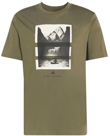 adidas Men's Outdoor Kayaking Graphic T-Shirt, Olive strata, 4XL