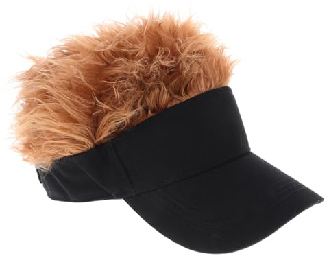 POPETPOP Baseballmütze mit Perücke Haarkappe für Herren Lustige Partyhüte Tragbar für Sport und Freizeit Kompakt und Leicht für Reisen und Outdoor-aktivitäten