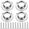 4 PCS 25mm Round Wardrobe Rail Locking End Socket, Stainless Steel Flange Rod Holder, Polished Chrome Curtain Wardrobe Rod Pole Socket with Holding Screws
