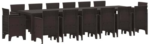 vidaXL Garten Essgruppe 15 STK. Braun Polt Rattan