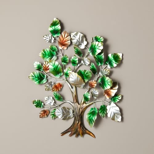 Eldo® Wanddekoration Lebensbaum – Dekoelement aus Metall – für innen und außen – symbolische Bedeutung – dekorativer Blickfang - Baum des Lebens - grün-silber
