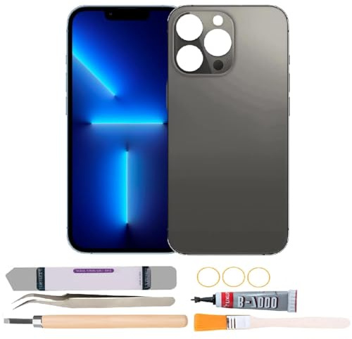 Back Cover Glass Replacement Compatible with iPhone 13 Pro 6.1 inches with Repair Tool Kits (Black)