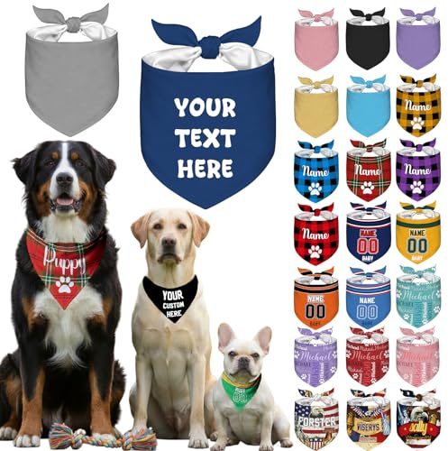 Halstuch Hund Personalisiert mit Namen Personalisiertes Dreieckstuch Hund für Haustiere Anpassbares Halstuch Überziehen über das Halsband,Einfarbiger-Stil