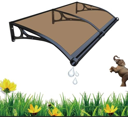 Marquesina para Puertas y Ventanas, con Soporte de Aluminio【Gguwug marquesina Puerta Exterior 80x170cm】 Protección UV y contra la Lluvia, Sol brindando conveniencia y funcionalidad Fácil instalación