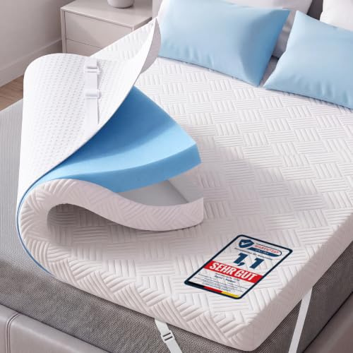 Gel Matratzen Topper 90x200cm, H2/H3 6cm Matratzentopper, Weicher Gelschaum Memory Mattress Topper Matratzenauflage für Schlafsofa Bett, Boxspringbett, Gästebett, Atmungsaktiv, Öko-TEX Zertifiziert