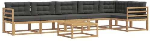 vidaXL Outdoor-Sofagarnitur 7 pcs Weiß und Anthrazit 79 x 79 x 37 cm, Moderne Garten-Sofa-Ecke, wetterfestes Set, modulares Lounge-Möbel, ergonomisch & Akazien-Stil