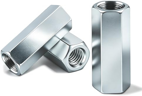 PDKKFF 15 dadi lunghi M12 x 30 mm, dadi di collegamento DIN 6334, in acciaio zincato, manicotti filettati esagonali, manicotti distanziatori per elettrodomestici e viti di montaggio