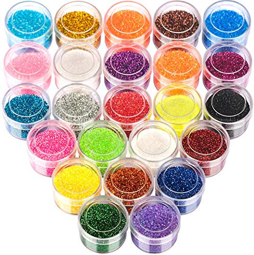 FANDAMEI Cosmetic Glitter - 24 Pots Fine Nail Glitter for Face, Eye, Lips, Body, Hair, Make Up, Nail Art, Arts & Crafts