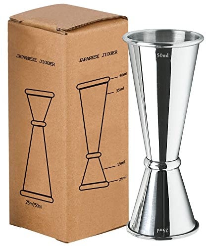 Doseur à cocktail double spiritueux en acier inoxydable 304 30 ml/60 ml pour bar, maison, barman, fête, vin, boisson (25/50 ml)