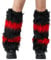 YILEEGOO Womens Faux Fur Fuzzy Leg Warmers Warm Fuzzy Rainbow Boot Sleeves Boot Covers Cuff Fluffy Rave Music (A Black Red, One Size)