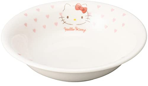 Kaneshotouki 365112 Hello Kitty Assiette à fruits pour enfants Passe au lave-vaisselle Passe au micro-ondes Couverts 15 cm Motif cœur rose Fabriqué au Japon