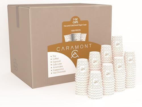 Caramont, 1000 Stück Einwegbecher, 7 Oz, Coffee to Go Becher,Pappbecher,Kaffebecher, für heißen und kalten Getränken, ideal für Kaffee, Espresso, Tee,Geburtstag etc
