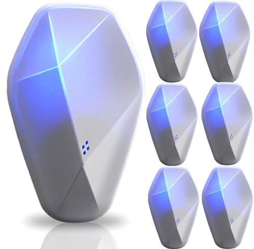 Ultrasonic Pest Repeller, Electric Insect Repeller for Indoor Use, Ariie Pest Control Device for Rodents, Mosquitoes, Ants, Cockroaches, Silverfish, Mice, Fleas, Beetles and Other Insects (6 Packs)