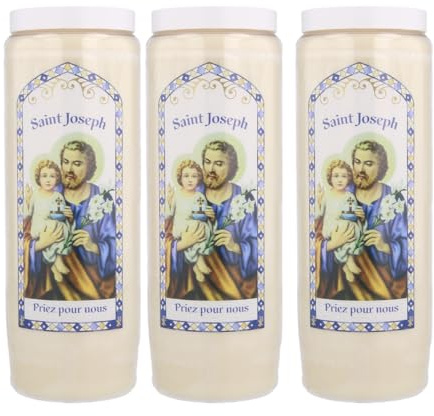 3 Kerzen Novene des Heiligen Josef 17,5 cm – Kerze Novene – Christian Kult aus pflanzlichem Wachs