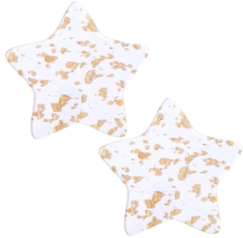 GORGECRAFT 2 Dessous de Verre Irrégulier en Feuille d'or en Acrylique Transparent en Forme D'Étoile, Tapis de Tasse Transparent Résistant à la Chaleur pour la Protection des Boissons, Cadeaux