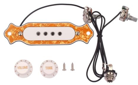 SAFIGLE Piezotonabnehmer：Kontakt Mikrofon Piezo-Tonabnehmer Vorverdrahteter 4-Saiten-Gitarren Tonabnehmer Mit LautstäRke- Und Tonregler, Geeignet FüR Gitarre Violine Banjo Mandoline