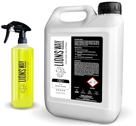 Limpia Llantas Para Coche Y Moto Instantaneo. 5 LITROS de Potente Limpiador Profesional. Descontaminante Para Todo Tipo De Llantas, Con Pulverizador PRO - Limpia, Desengrasa Y Abrillanta.