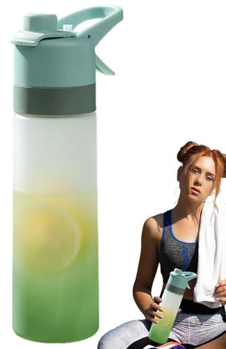 Botella de agua con atomizador | Botella de agua deportiva | Botella de agua deportiva con spray | Botellas de agua con spray para hidratación al aire libre, ciclismo, escalada y senderismo (verde)