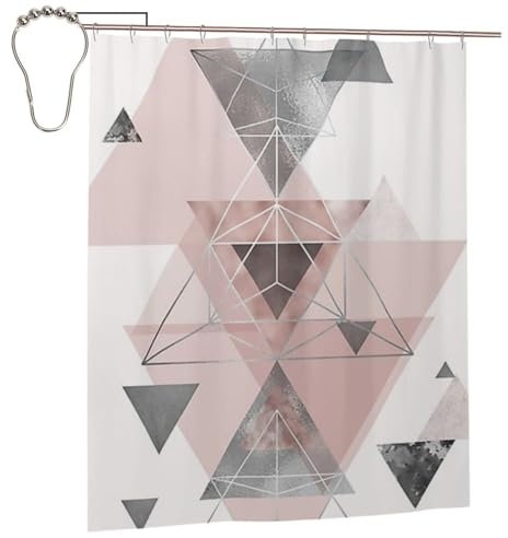 Hyaszst Bath Curtain Waterproof Fabric Home Decor Shower Curtains,Abstract Geo In Blush Pink And Grey