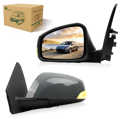 Convitex Rétroviseur Extérieur pour Megane 3 Année 2008-2015, Gauche Électrique Chauffant Avec Clignotant, Sonde Temp., 9 PINS, Pièces de Rechange 963730077R