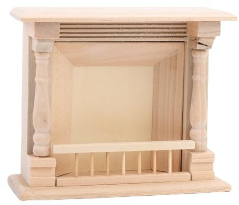 LUCKDANO Cheminée Miniature Maison de Poupée Mignonne 1:12 Cheminée de Maison de Poupée - Accessoire de Décoration de Meubles Miniatures en Bois de Bouleau Non Peint pour Les Amateurs de Bricolage,