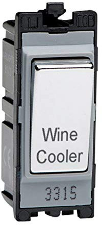 Varilight Polished Chrome Powergrid Engraved Module 20 Amp 1-Way Double Pole Switch 'Wine Cooler'