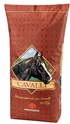 Progeo CAVALLI TECNO HORSE 12 Pellet + Fiocco Mangime completo per cavalli da 25 kg