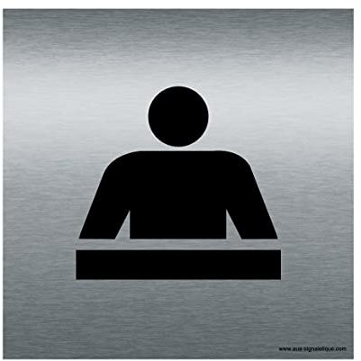 AUA SIGNALETIQUE - Plaque de porte Aluminium brossé imprimé AluSign - Double Face adhésif au dos (130 x 130 mm, Bureau)