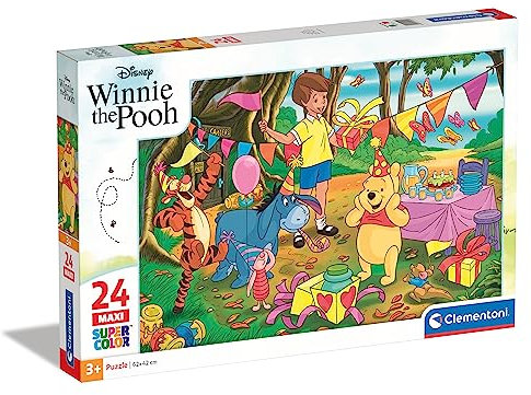 Clementoni 24201 Maxi Winnie The Pooh – Puzzle 24 Teile ab 3 Jahren, farbenfrohes Kinderpuzzle mit extra großen Puzzleteilen, Geschicklichkeitsspiel für Kinder