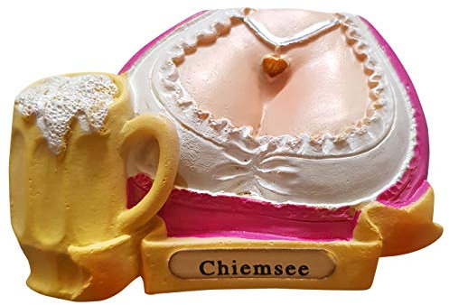 Kühlschrank Magnet Polyresin Bierkrug Maß Bier Dirndl Busen - Chiemsee B4