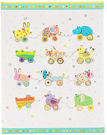 goldbuch 11632 Babytagebuch Animals on Wheels im Turnowsky Design mit 44 illustrierte Seiten, Tagebuch für Neugeborene, aus Kunstdruckpapier, mit Relief & Goldprägung, Baby Diary ca. 21 x 28 x 1 cm
