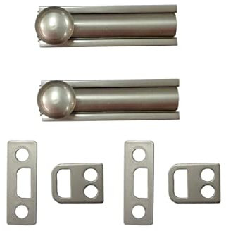 QCAA Solid Brass Surface Bolt, 2, Satin Nickel, 2 Pack, Made in Taiwan