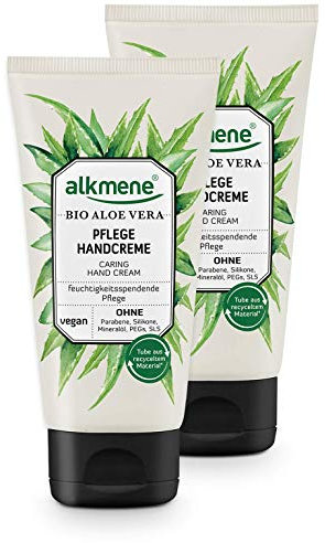alkmene Handcreme mit Bio Aloe Vera - Handcreme für sehr trockene Hände - vegane Handcreme ohne Silikone, Parabene, Mineralöl, PEGs, SLS & SLES im 2er Vorteilspack (2x 75 ml)
